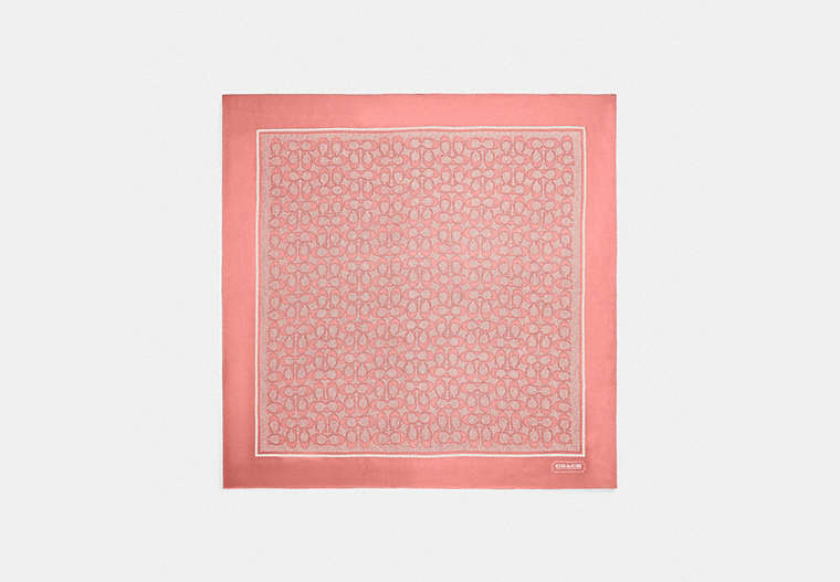 COACH®,VINTAGE SIGNATURE PRINT SILK SQUARE SCARF,Silk,Candy Pink,Front View