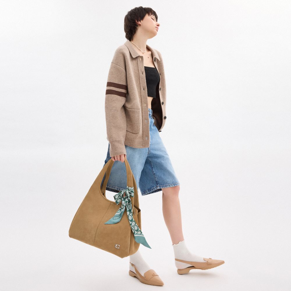 COACH®,ヴィンテージ シグネチャー プリント シルク スキニー スカーフ,ファッション雑貨,ｱｸｱﾏﾘﾝ