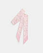 COACH®,VINTAGE SIGNATURE PRINT SILK SKINNY SCARF,Silk,Soft Pink,Front View