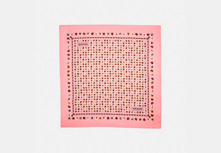 Écharpe étroite en soie avec imprimé floral rose-thé peint