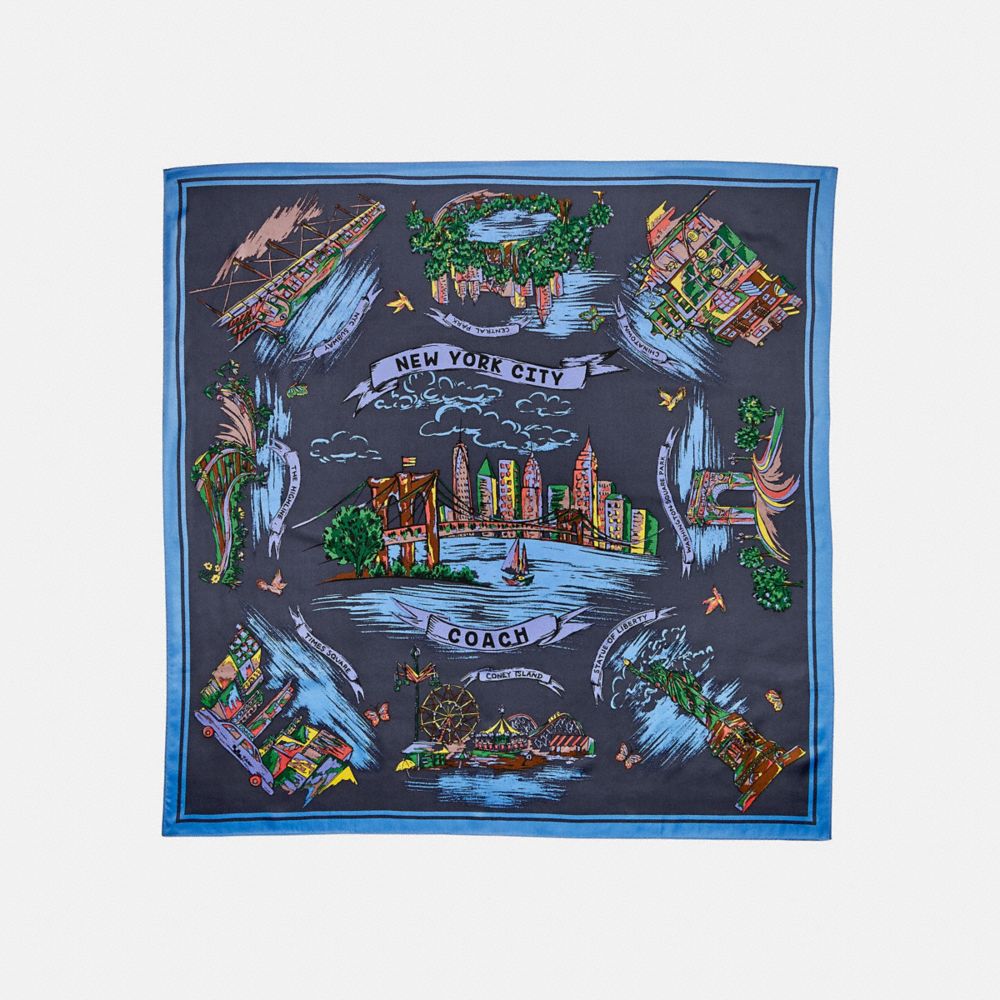 Souvenir Print Silk Square Scarf