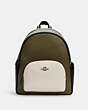 COACH®,COURT BACKPACK IN COLORBLOCK,Leather,Large,Gunmetal/Kelp Mutli,Front View