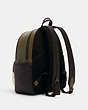 COACH®,COURT BACKPACK IN COLORBLOCK,Leather,Large,Gunmetal/Kelp Mutli,Angle View