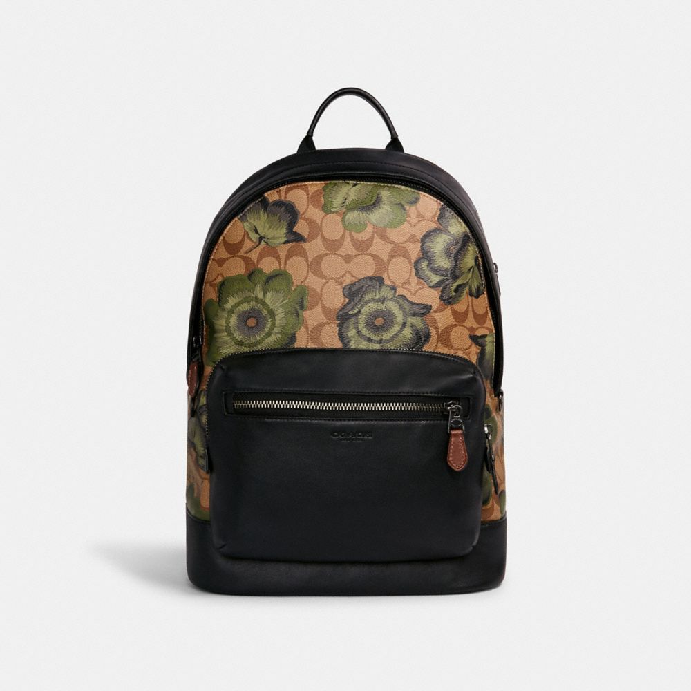 West Backpack In Signature Canvas With Kaffe Fassett Print