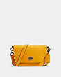 COACH®,KARLEE CROSSBODY,Pebbled Leather,Small,Gunmetal/Ochre,Front View
