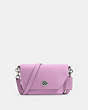 COACH®,KARLEE CROSSBODY,Pebbled Leather,Small,Silver/Violet Orchid,Front View