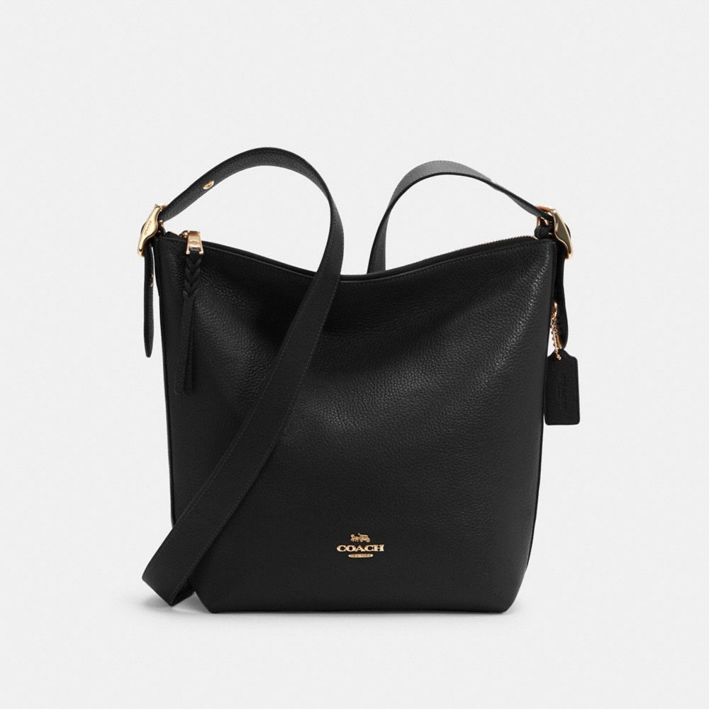 COACH®,DUFFLE VAL,Cuir galet,Or/Noir,Front View