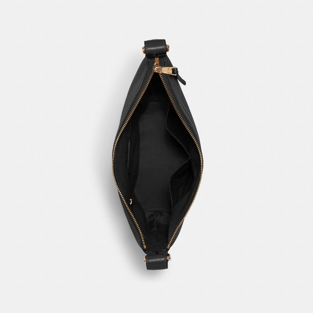 COACH®,Val Duffle Bag,Leather,Hobo,Belt,Gold Metal,Casual,Black,Inside View,Top View