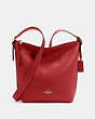 COACH®,VAL DUFFLE BAG,Pebbled Leather,Medium,Everyday,Gold/Red Apple,Front View