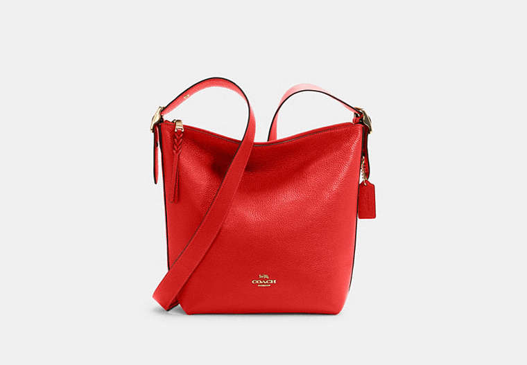 COACH®,DUFFLE VAL,Cuir galet,Im/Rouge Miami,Front View