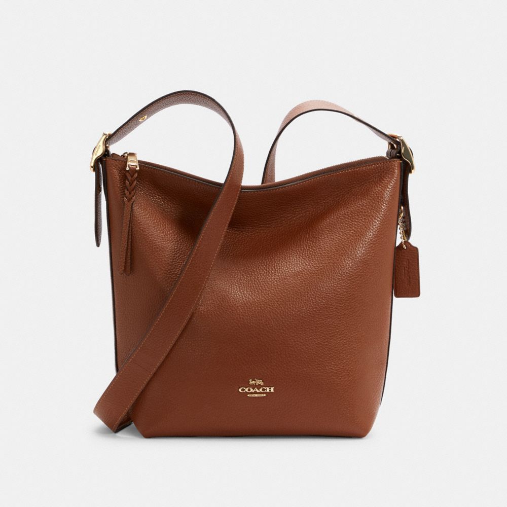 COACH®,VAL DUFFLE BAG,Pebbled Leather,Medium,Everyday,Gold/Redwood,Front View