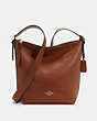 COACH®,DUFFLE VAL,Cuir galet,Or/Sapin rouge,Front View