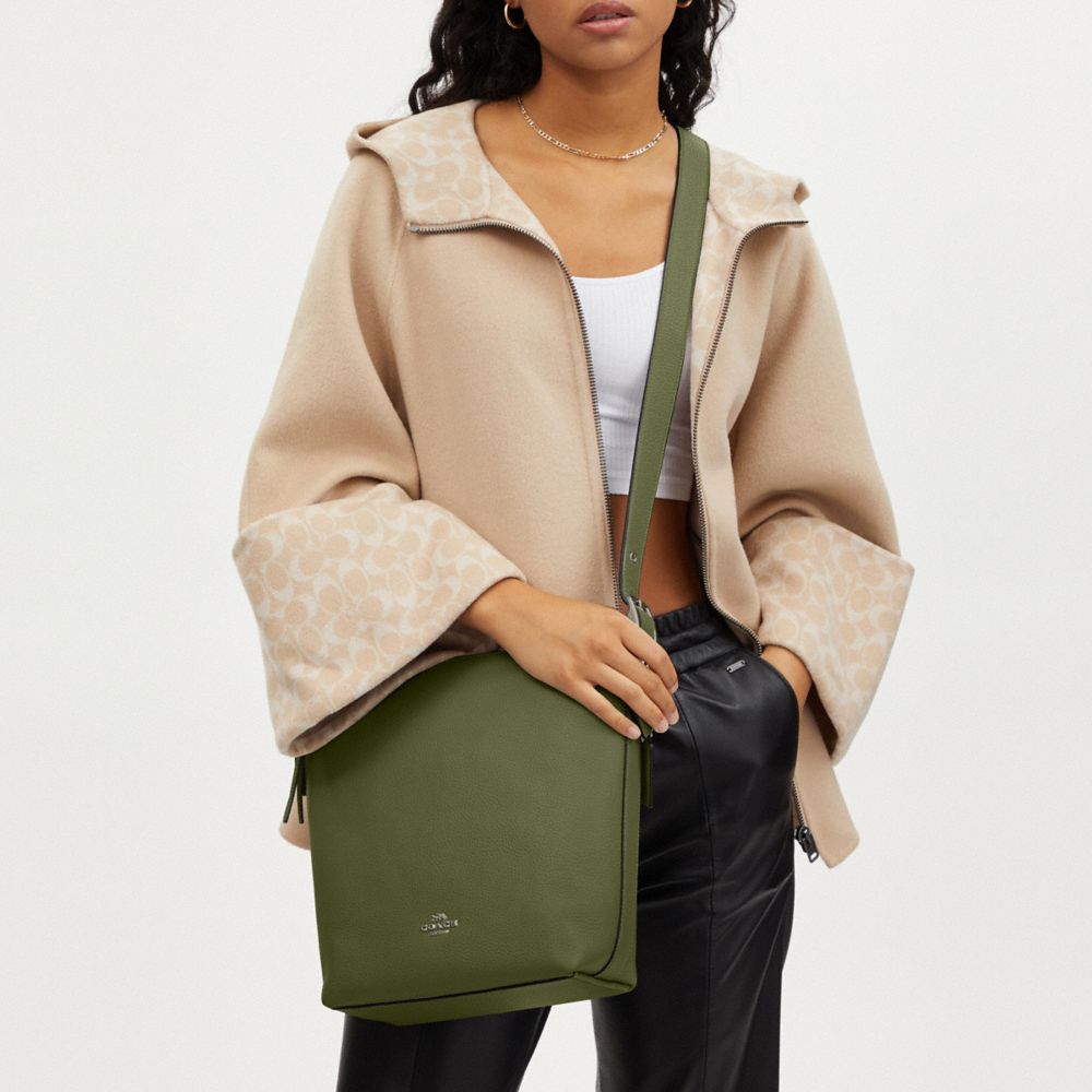 COACH®,Val Duffle Bag,Leather,Hobo,Belt,Gold Metal,Casual,Olive,Detail View