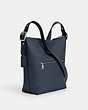 COACH®,VAL DUFFLE,Pebbled Leather,Medium,Everyday,Silver/Denim,Angle View