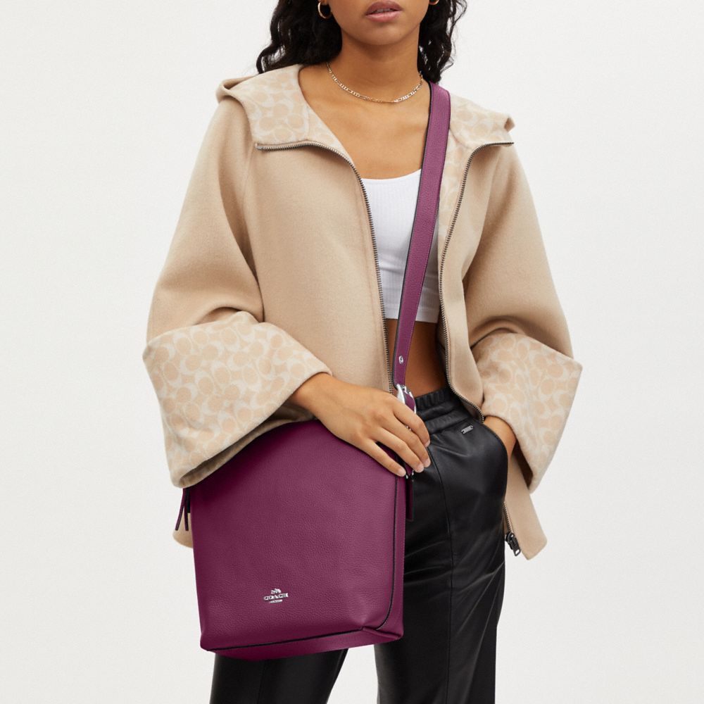 COACH®,Val Duffle Bag,Leather,Hobo,Belt,Gold Metal,Casual,Purple,Detail View