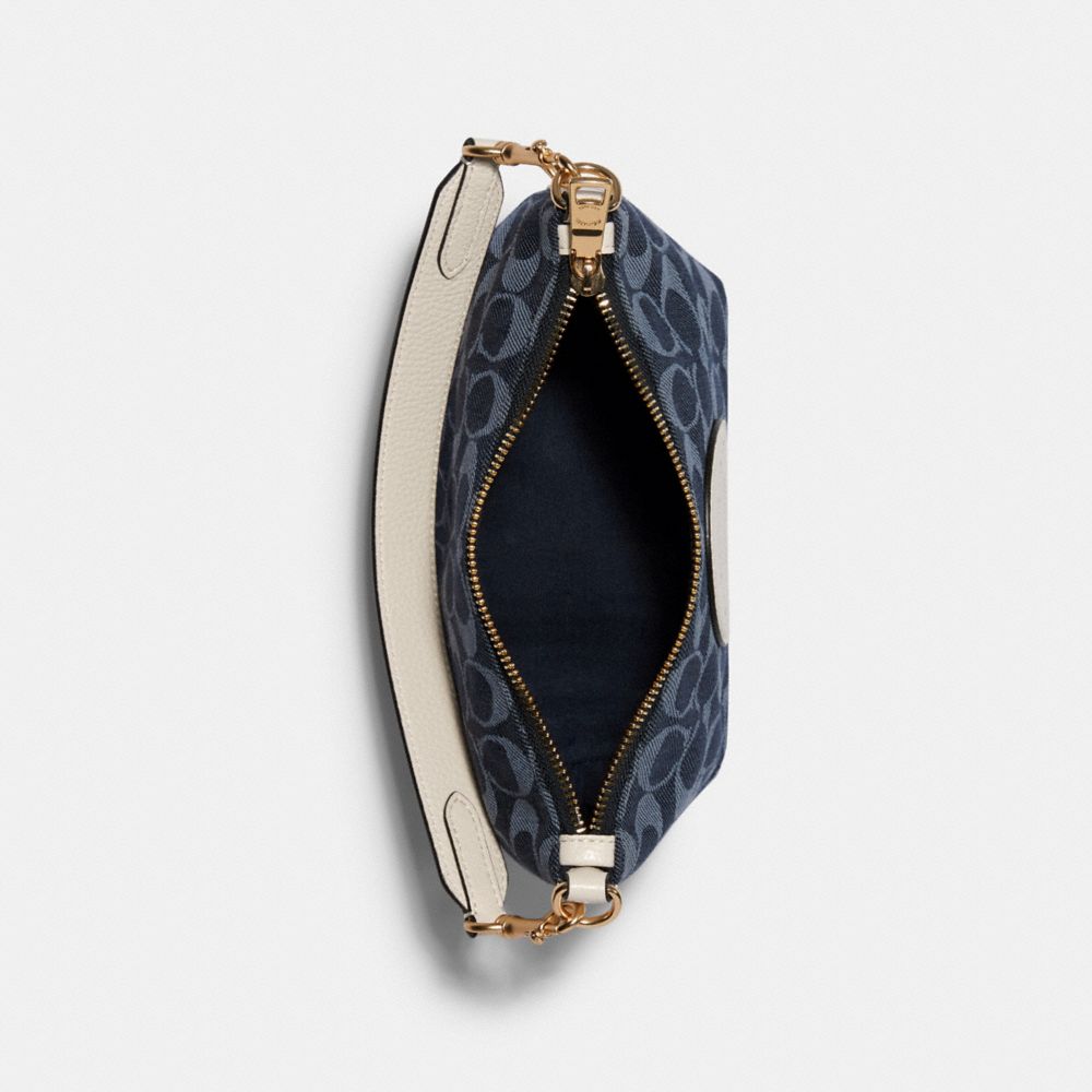 COACH®,PORTÉ-ÉPAULE DEMPSEY EN JACQUARD SIGNATURE AVEC RENFORT,Jacquard,Or/DENIM MULTI,Inside View,Top View
