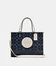 COACH®,DEMPSEY CARRYALL BAG IN SIGNATURE JACQUARD WITH COACH PATCH,Jacquard,Medium,Gold/Denim Multi,Front View