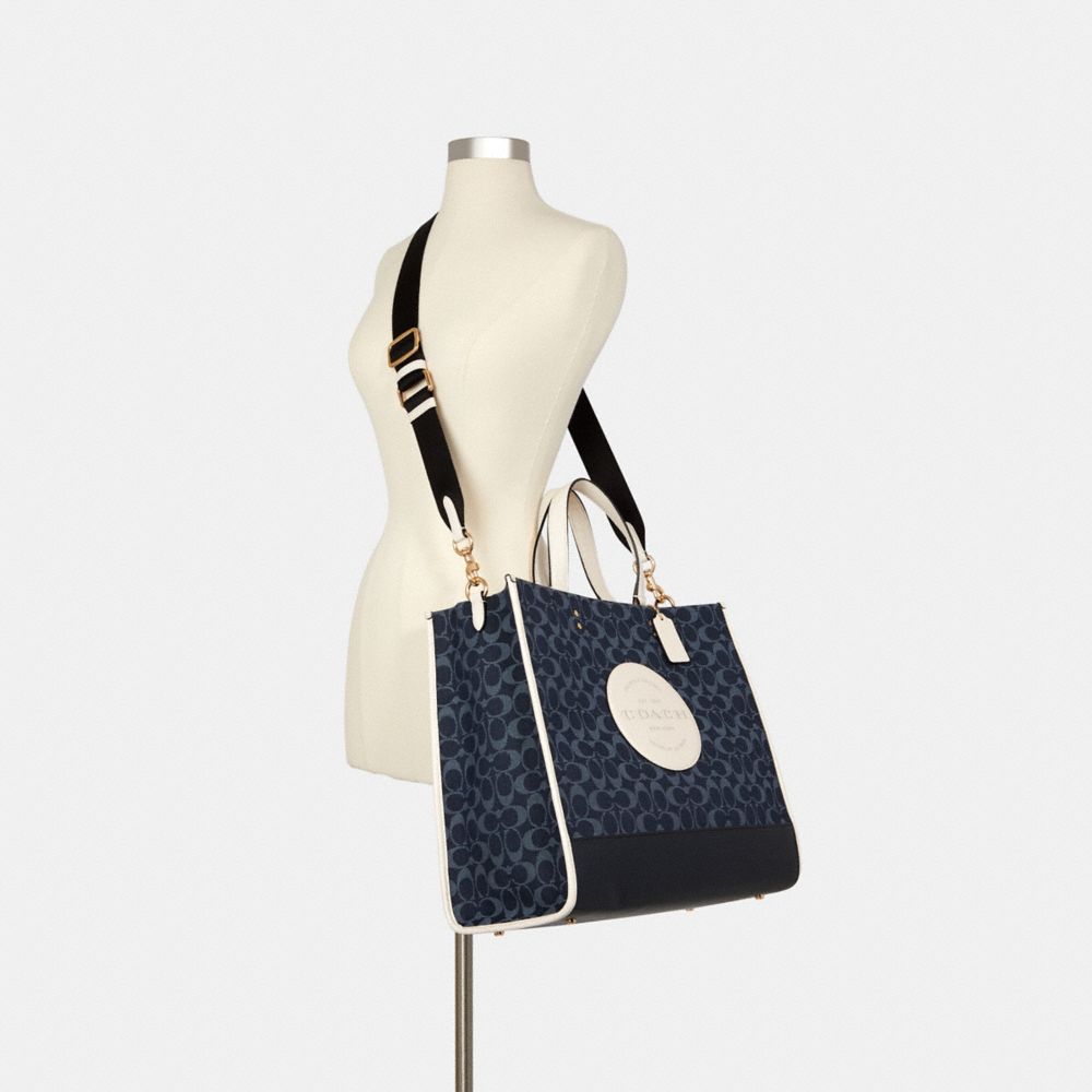 COACH®,Dempsey Tote Bag 40 In Signature Denim With Coach Patch,,Alternate View
