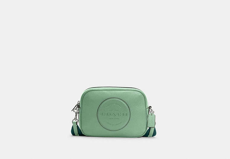 COACH®,DEMPSEY CAMERA BAG WITH PATCH,Small,Silver/Washed Green,Front View