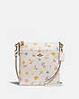 COACH®,KITT MESSENGER CROSSBODY WITH WATERCOLOR FLORAL PRINT,Pebble Leather,Mini,Brass/Chalk Multi,Front View