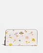 COACH®,ACCORDION ZIP WALLET WITH WATERCOLOR FLORAL PRINT,Pebble Leather,Brass/Chalk Multi,Front View