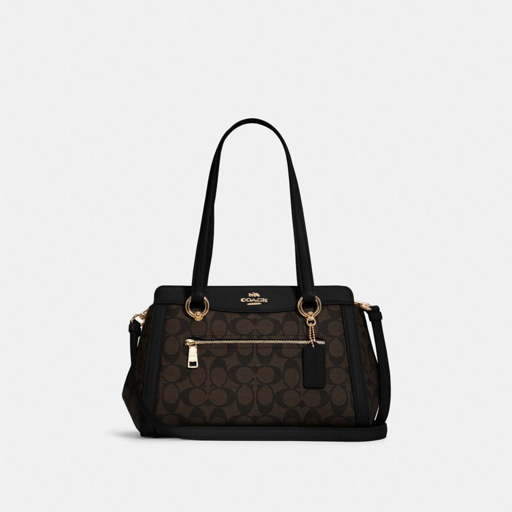 COACH®,FOURRE-TOUT KAILEY EN TOILE SIGNATURE,PVC,IM/Brun Noir,Front View