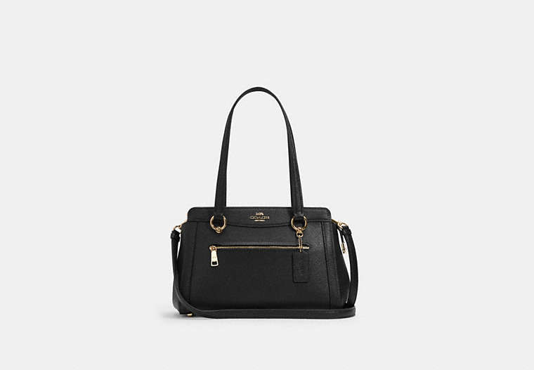 COACH®,KAILEY CARRYALL,Leather,Medium,Gold/Black,Front View