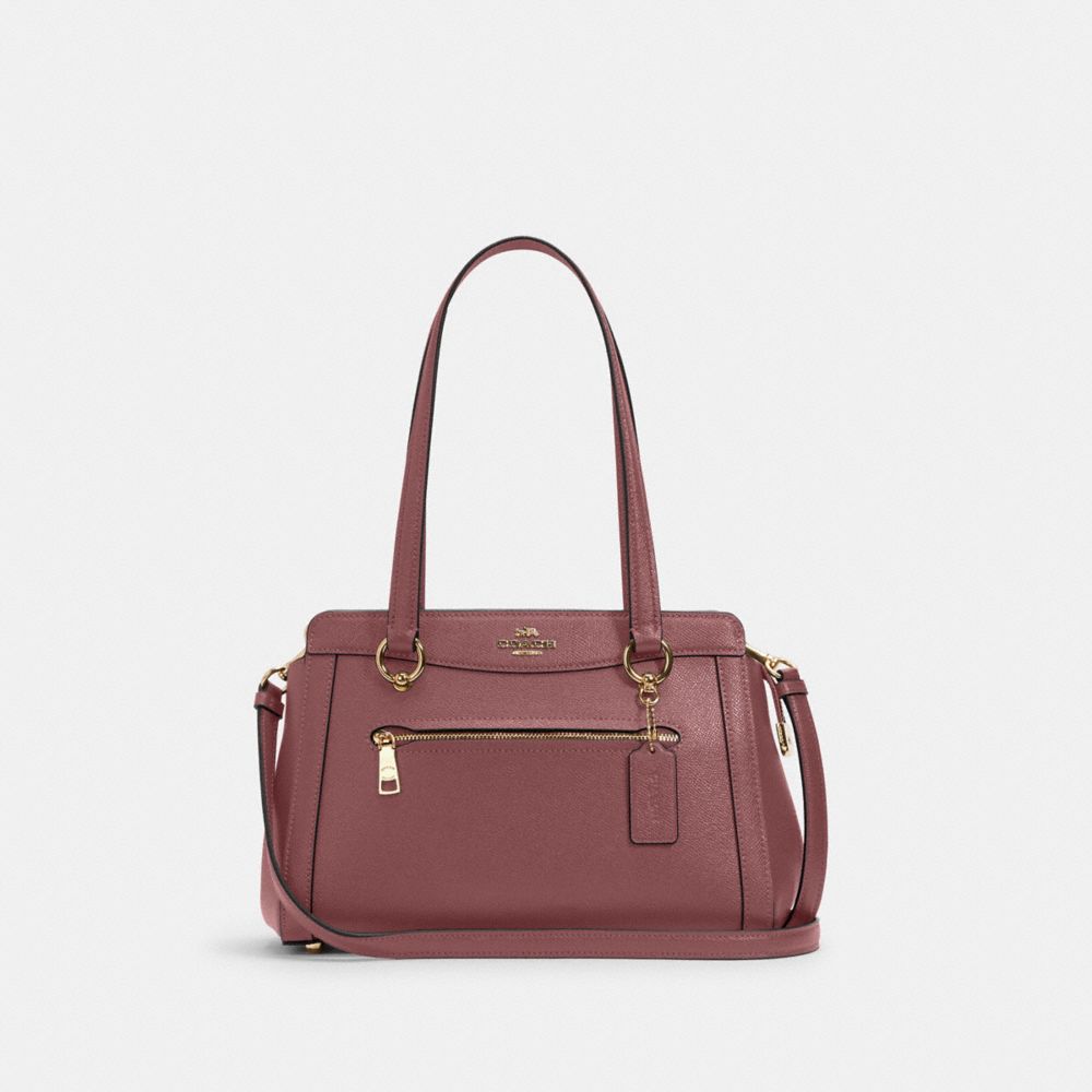 COACH®,KAILEY CARRYALL,Crossgrain Leather,Medium,Gold/Vintage Mauve,Front View