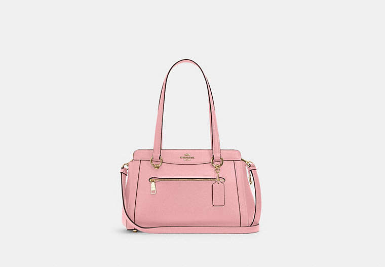 COACH®,KAILEY CARRYALL,Leather,Medium,Gold/Bubblegum,Front View