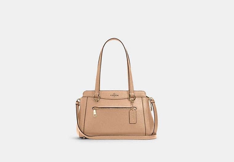 COACH®,KAILEY CARRYALL,Leather,Medium,Gold/Taupe,Front View