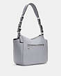 COACH®,RORI SHOULDER BAG,Pebbled Leather,Medium,Silver/Granite,Angle View