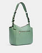 COACH®,RORI SHOULDER BAG,Pebbled Leather,Medium,Silver/Washed Green,Angle View