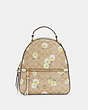 COACH®,JORDYN BACKPACK IN SIGNATURE CANVAS WITH DAISY PRINT,pvc,Gold/Light Khaki Chalk Multi,Front View