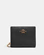 COACH®,SNAP WALLET,Pebbled Leather,Mini,Gold/Black,Front View