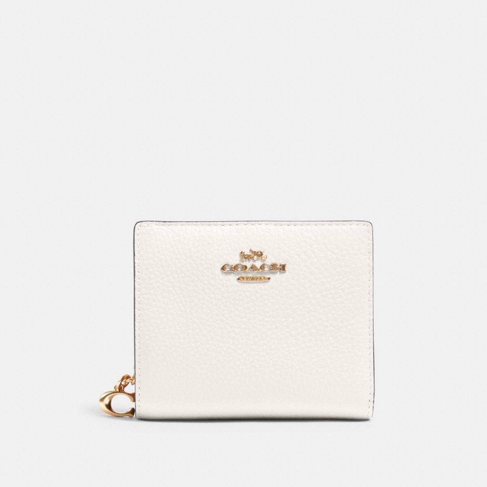 COACH®,SNAP WALLET,Cuir galet,Or/Craie,Front View