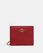 COACH®,SNAP WALLET,Pebbled Leather,Mini,Gold/1941 Red,Front View