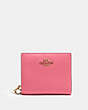 COACH®,SNAP WALLET,Pebbled Leather,Mini,Gold/Confetti Pink,Front View