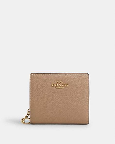 COACH®,SNAP WALLET,Mini,Gold/Taupe,Front View