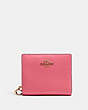 COACH®,SNAP WALLET,Pebbled Leather,Mini,Gold/Watermelon,Front View