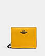 COACH®,SNAP WALLET,Pebbled Leather,Mini,Gunmetal/Ochre,Front View