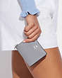 COACH®,SNAP WALLET,Pebbled Leather,Mini,Silver/Granite,Detail View