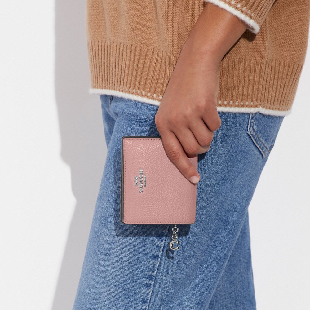COACH®,Snap Wallet,Leather,Bi Fold,Gold Metal,Casual,Pink,Detail View