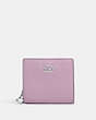 COACH®,SNAP WALLET,Pebbled Leather,Mini,Silver/Ice Purple,Front View