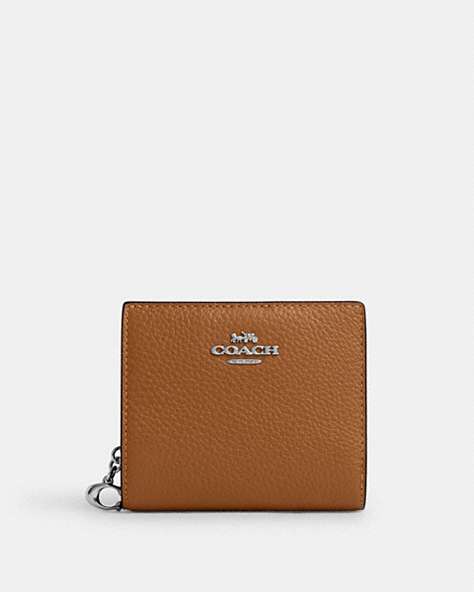 COACH®,SNAP WALLET,Mini,Silver/Light Saddle,Front View