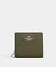 COACH®,SNAP WALLET,Pebbled Leather,Silver/Olive Drab,Front View