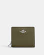COACH®,SNAP WALLET,Pebbled Leather,Silver/Olive Drab,Front View
