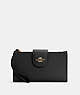 COACH®,PHONE WALLET,Leather,Small,Gold/Black,Front View