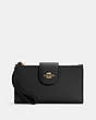 COACH®,PHONE WALLET,Leather,Small,Gold/Black,Front View