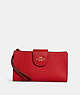 COACH®,PHONE WALLET,Leather,Small,Gold/Electric Red,Front View