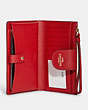 COACH®,PHONE WALLET,Leather,Gold/Electric Red,Inside View,Top View